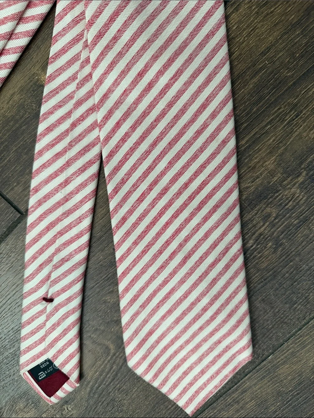 Ermenegildo Zegna Red and White Striped Tie
